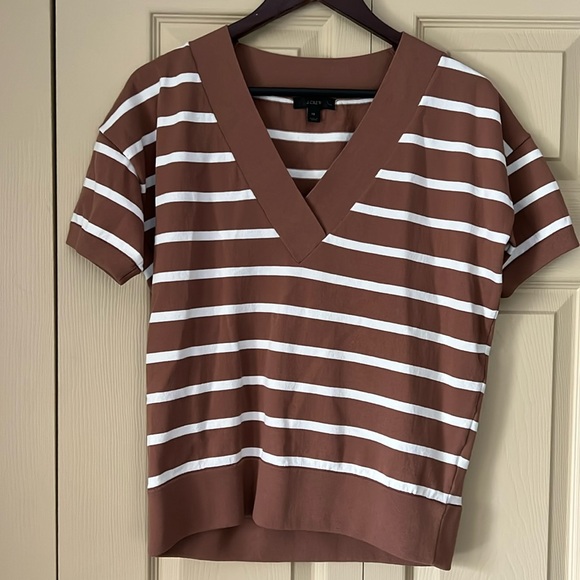 J. Crew Tops - J. Crew Tan Striped Top Size XS